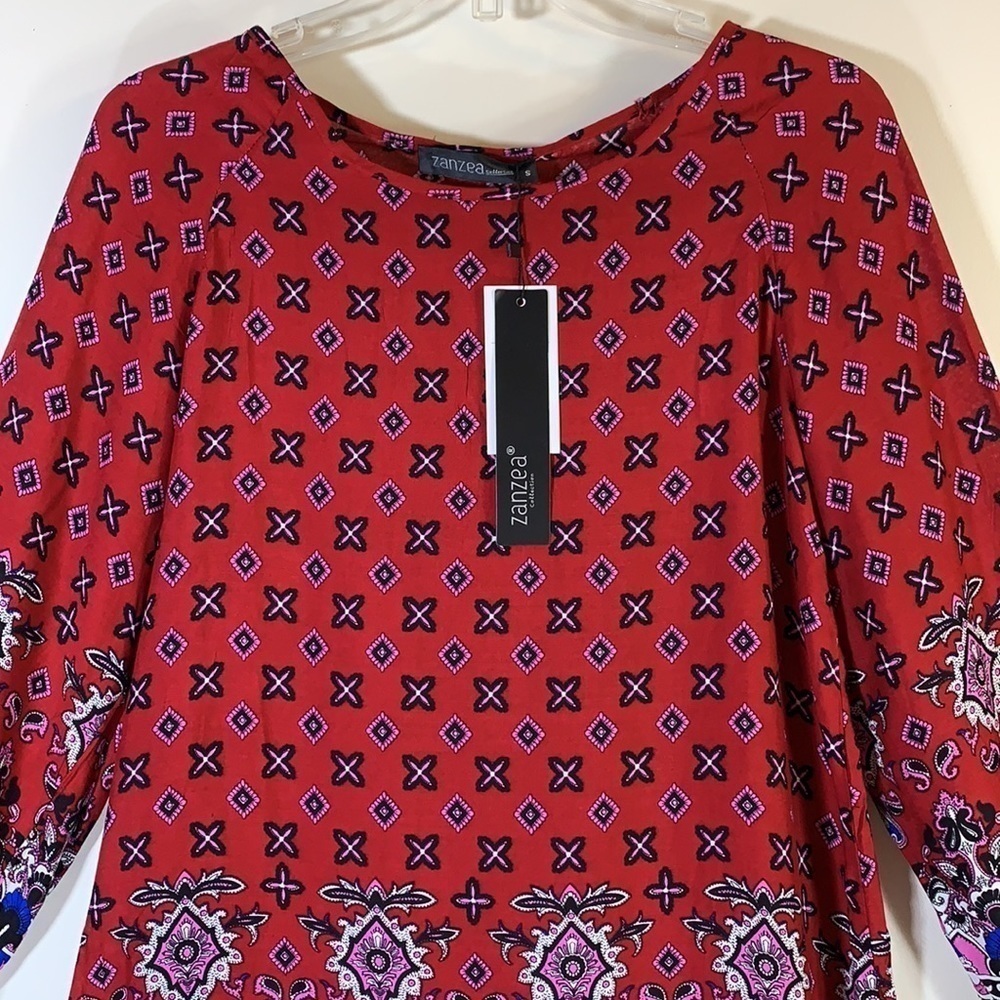 ZANZEA Floral Print Loose Casual Mini Shift Dress. S. NWT. - Picture 4 of 9